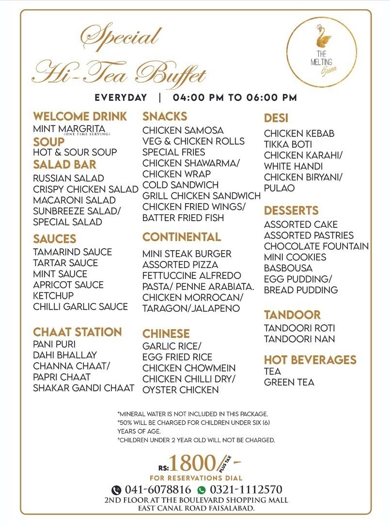 Hi Tea Buffet in Faisalabad │ Menu & Prices