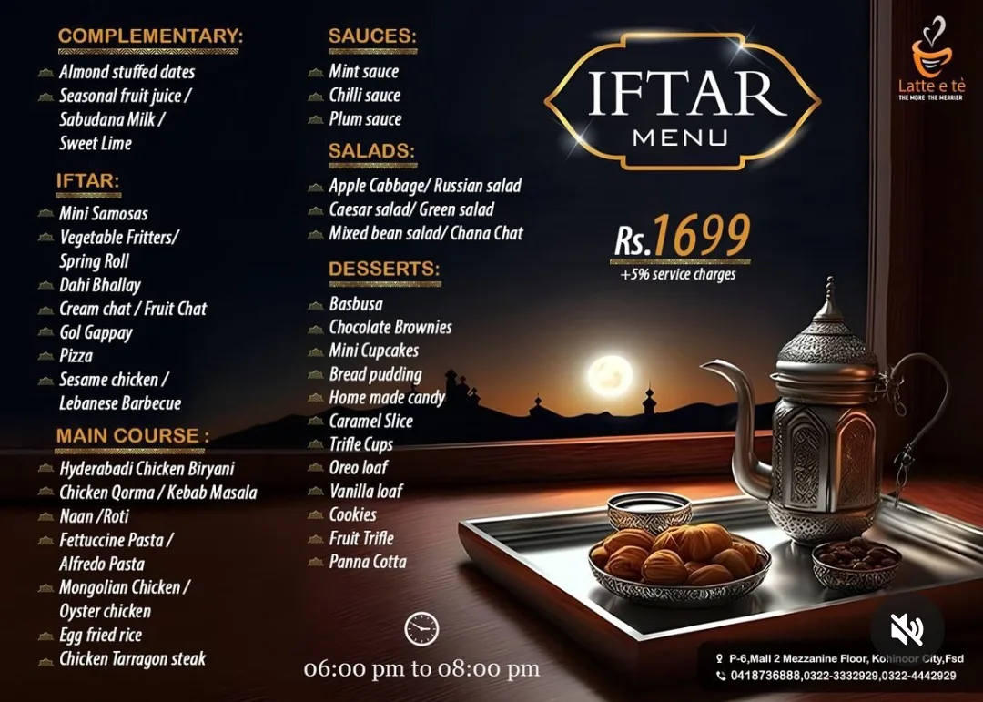Iftar Buffet Latte e te