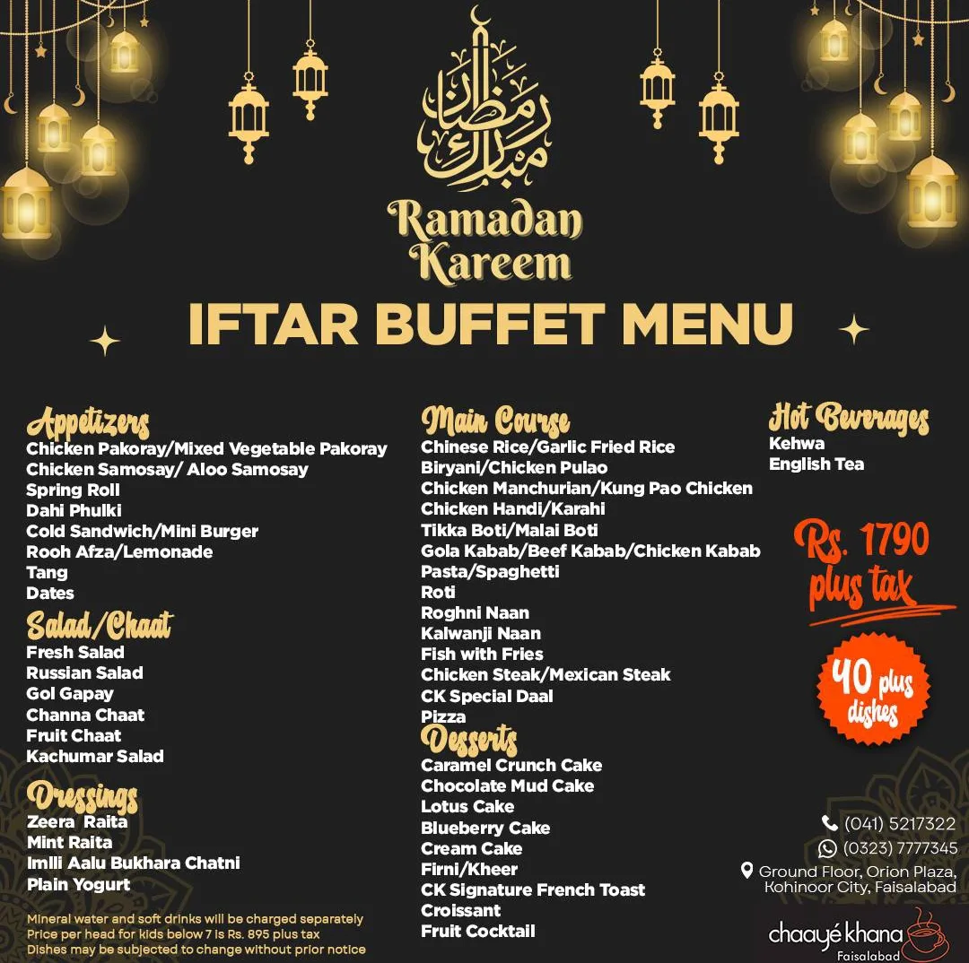 Iftar Buffet Chaaye Khana